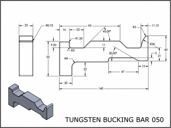 Tungsten bucking bar 050
