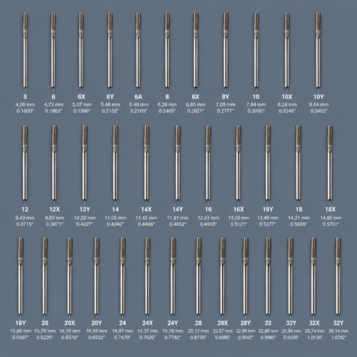 Piloted reamers set of 34pcs